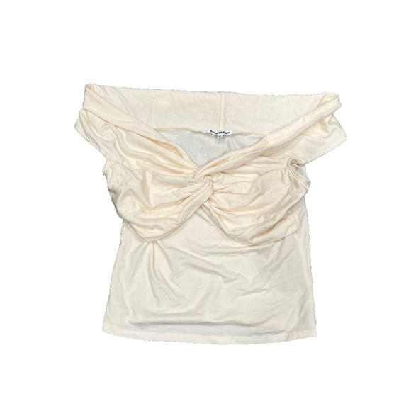 Reformation Ezlynn Knit Top Y2K Cream Womens Sz Small A004716 - Picture 2 of 7